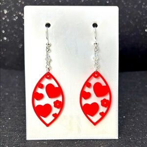 Red Heart Dangle Earrings